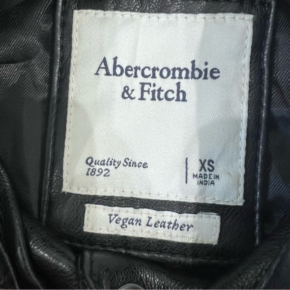 Abercrombie & Fitch Black Vegan Leather Buttery Soft Snap Button Jacket Women XS - Picture 2 of 10